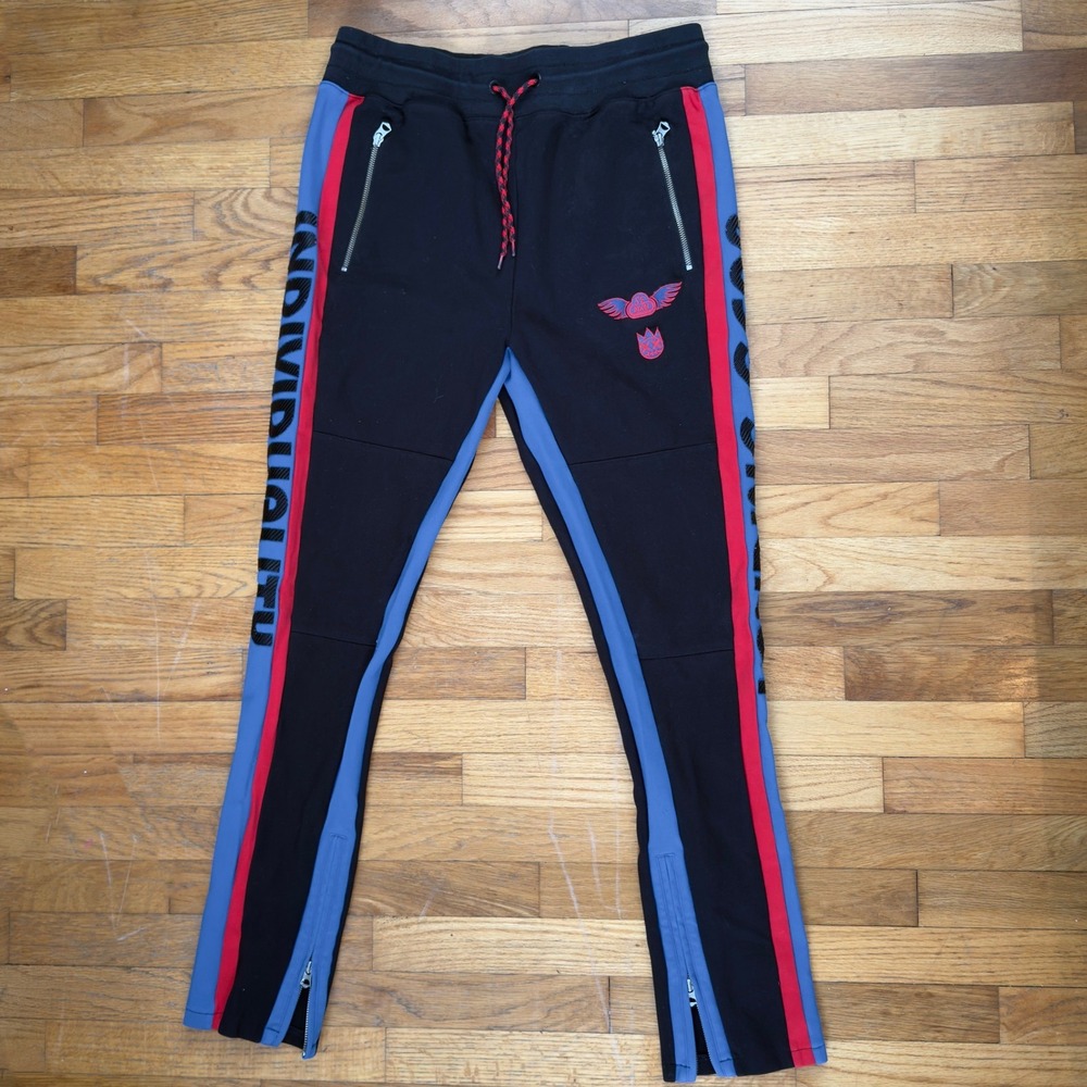 Rare Cult of Individuality x SE Bikes Track Pants 32x31 Striped Retro Zip Sweats